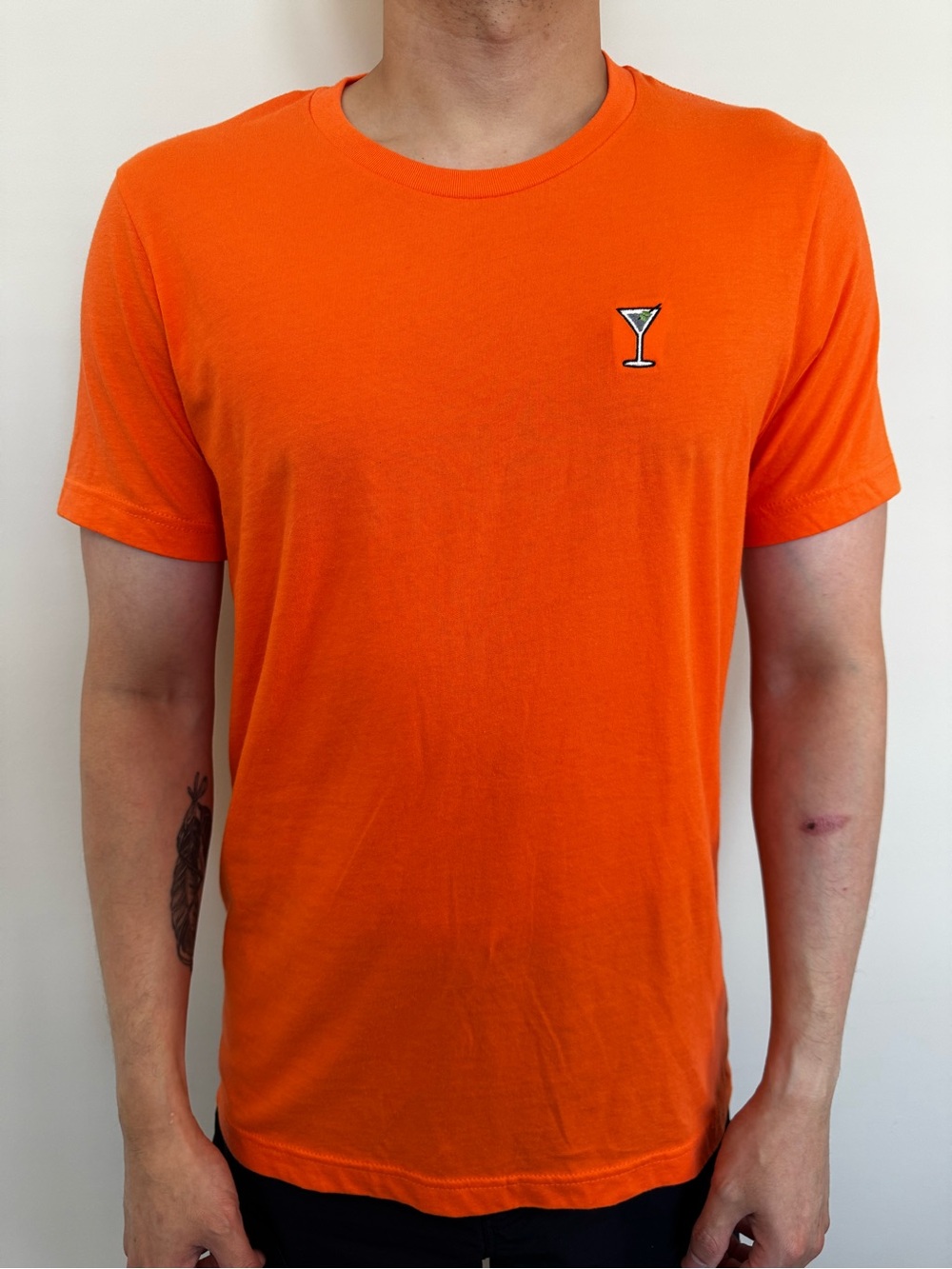 Men's Orange Crew Tee with Martini Patch